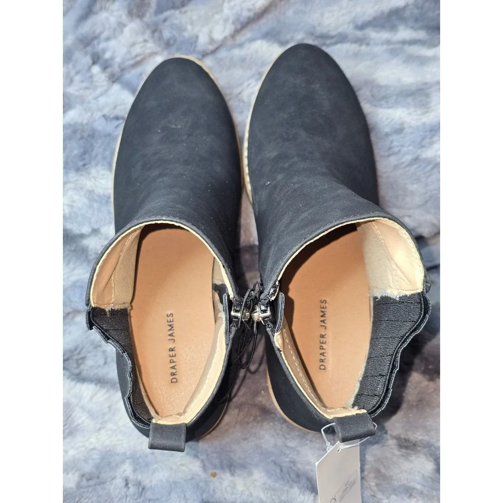NWB Draper James Elle‎ Chunky Stacked Heel Zip-up Ankle Bootie black size 8
